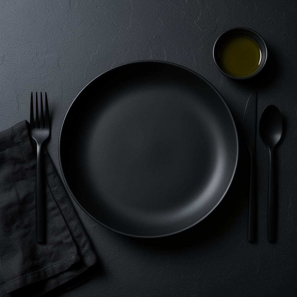 Empty place setting suggesting tonight's recipe: Smashed Cucumber Salad
